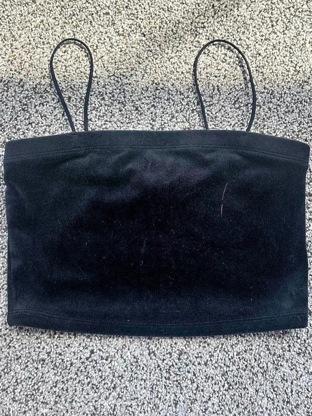 Forever 21 Black Velvet Crop Top Size Small